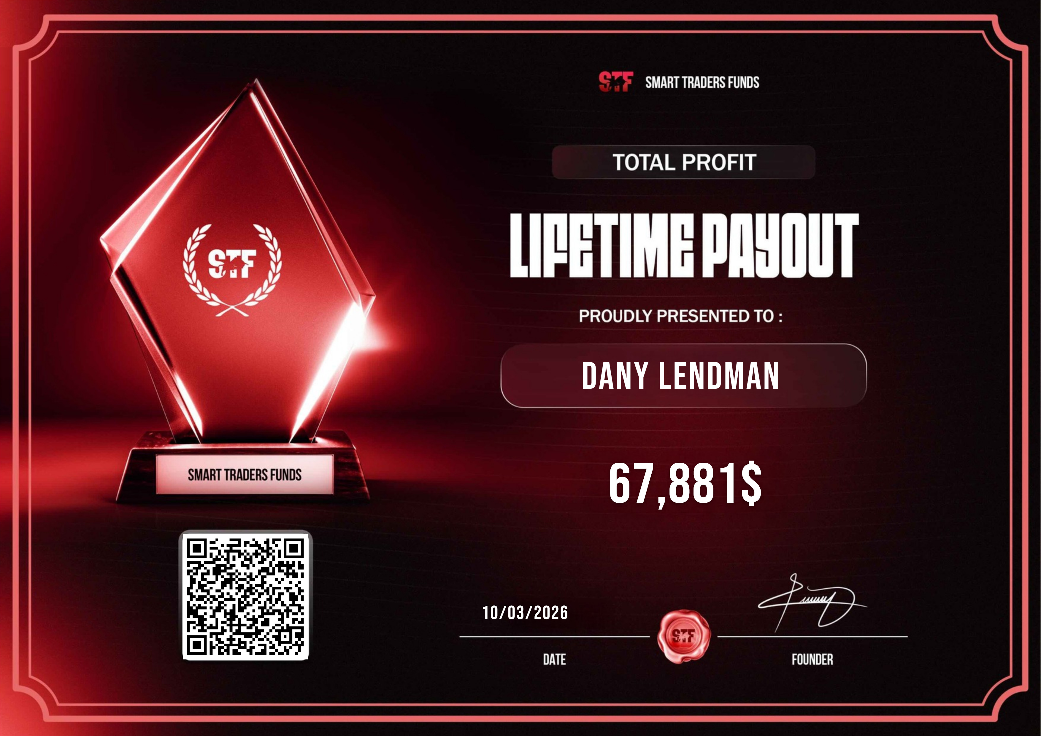 Dany Lendman — Lifetime Payout Certificate